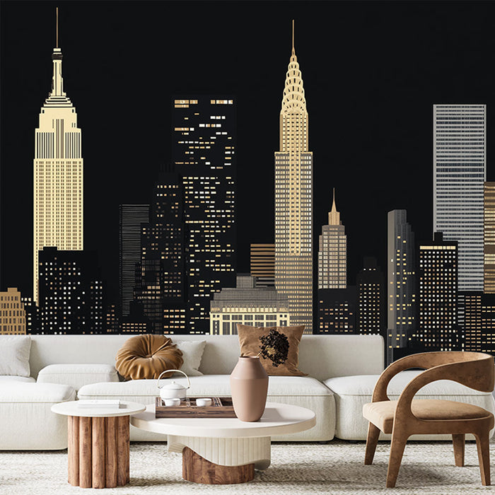 Fototapet njujorškog neba | Osvijetljene siluete ikoničnih nebodera grada