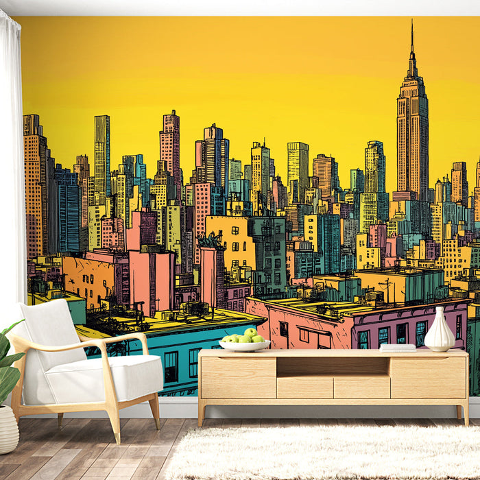 Тапет с пейзаж на Ню Йорк | Цветен и стилизиран изглед на иконичния град