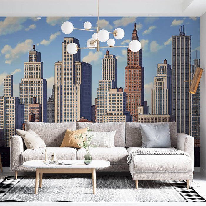 Mural Wallpaper skyline of New York | Illustrated view of the city's iconic skyscrapers