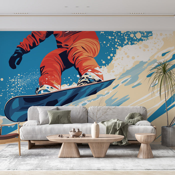 Carta da parati snowboard | Atleta in piena azione su una pista innevata