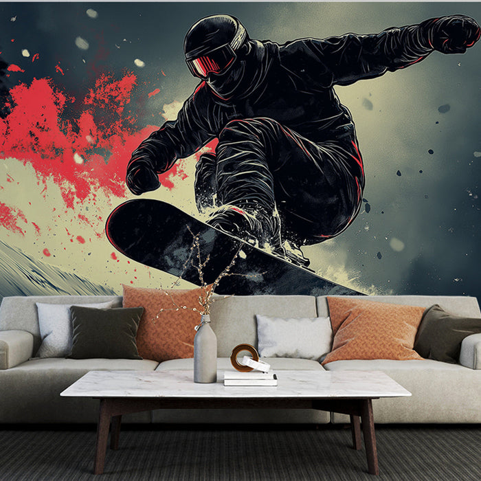 Foto Behang snowboard | Atleet in volle actie op een besneeuwde berg
