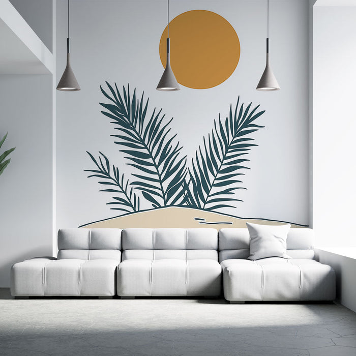 Fototapet sol og planter | Minimalistisk og tropisk design