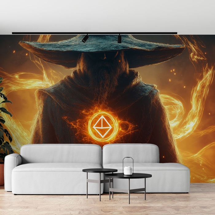 Tapeta czarodziej | Magik owinięty w odłamki ognia i tajemnicy