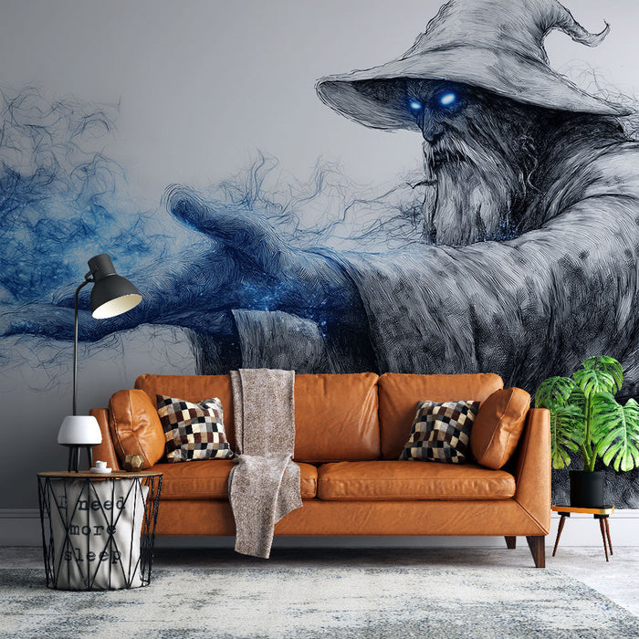 Tapet vrajitor | O ilustrație mistică a unui vrajitor în plină incantație