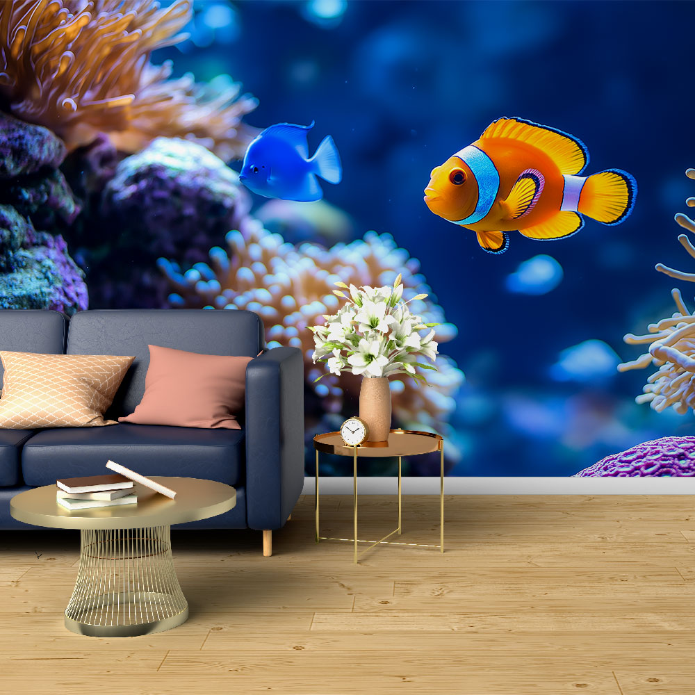 Papel de parede subaquático | Peixes coloridos e corais vibrantes —  WonderMural, image size:1000x1000