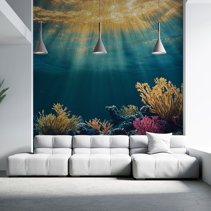 Фототапет под вода | Жива водна сцена с цветни корали