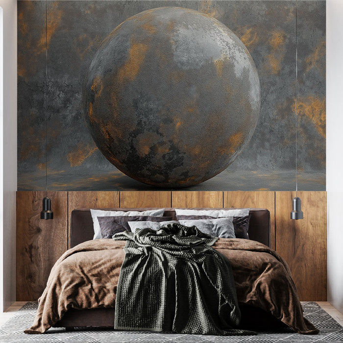 Tapete kugelförmig metallisch | Strukturierte Oberfläche in Grautönen und Gold