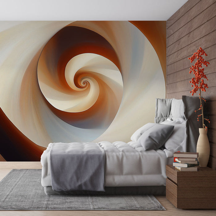 Tapeta spiral | Apstraktni uzorak u gradijentima bež i smeđe boje