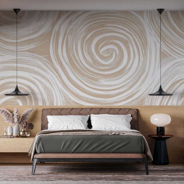 Tapeta s motýlky | Čistý vzor bílých motýlů na béžovém pozadí