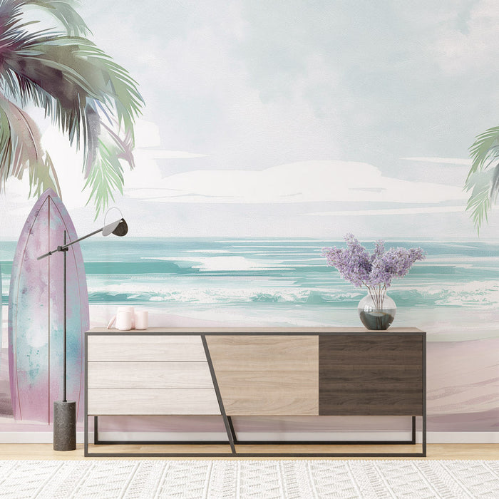 Surf Mural Wallpaper | Pastel Effect Boards