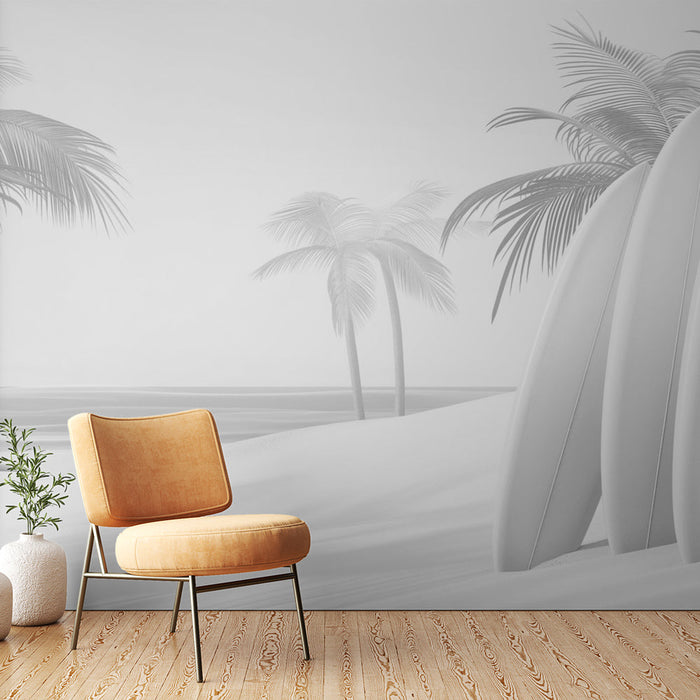 Mural Wallpaper surf | Pastel drawing boards and gray beach