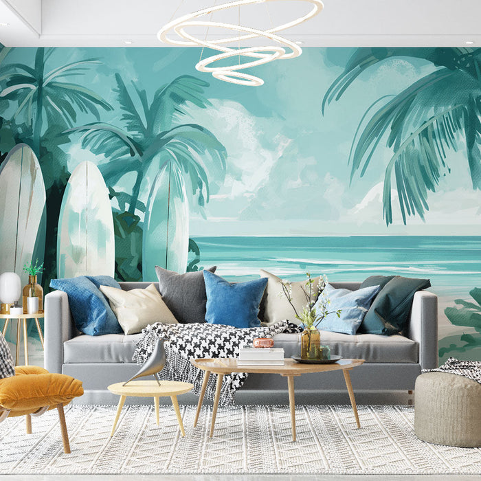 Fototapet surf | Plăci de design și plajă albastră