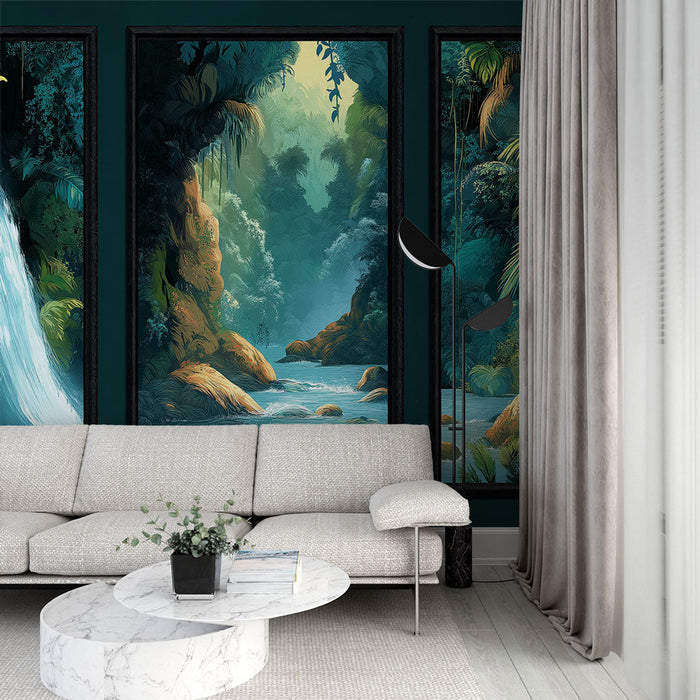 Tapete imitacija stola | Kaskada i bujna tropska krajolika