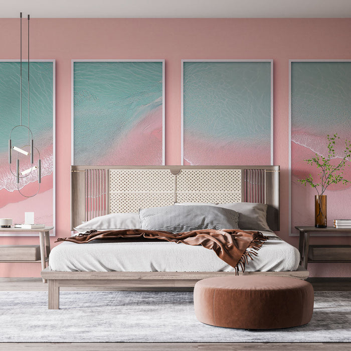 Ταπετσαρία εικονογραφημένου τοίχου | Απαλά κύματα και ροζ παραλίες