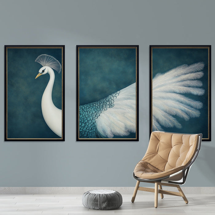 Fototapet stolna imitacija | Elegantni paun s nježnim perjem i tirkiznim pozadinom