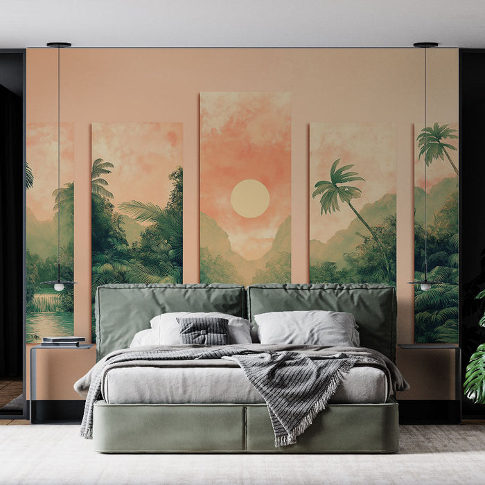 Mural Wallpaper tableau imitation | Évasion tropicale au coucher de soleil