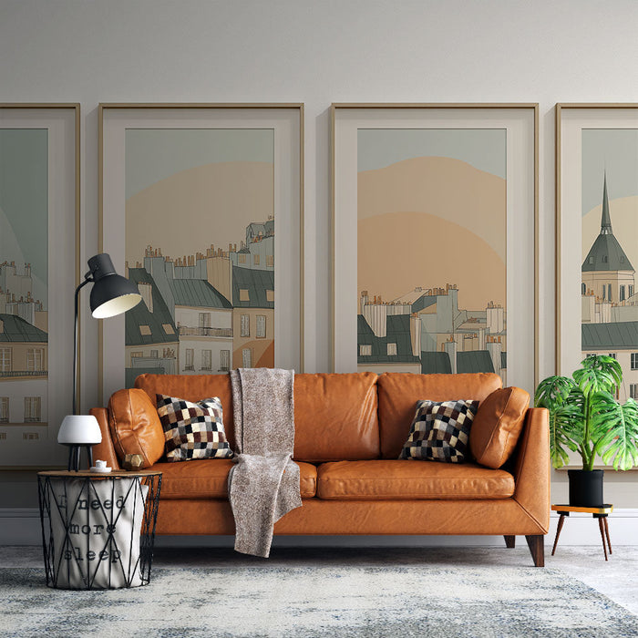 Fotótapéta utánzat | Stílusos párizsi tető illusztrációk