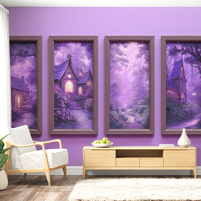 Papel pintado tableau imitación | Casas encantadas en un paisaje de cuento de hadas