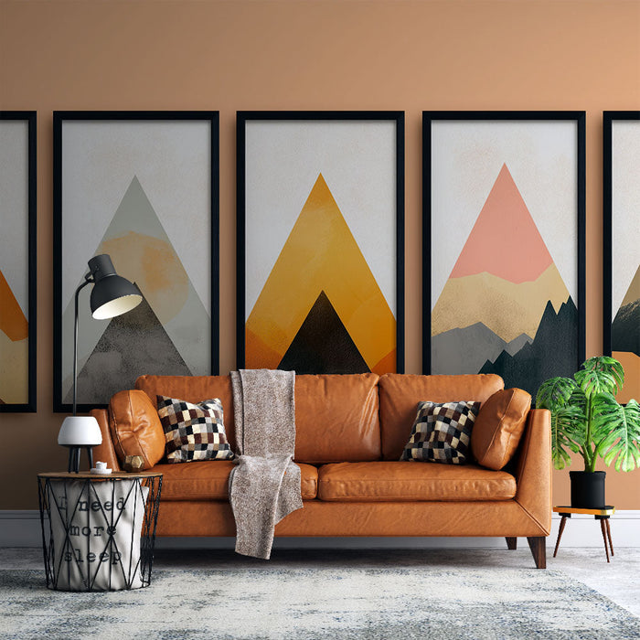 Имитация на стенопис тапет планини | Геометрични илюстрации на планински пейзажи