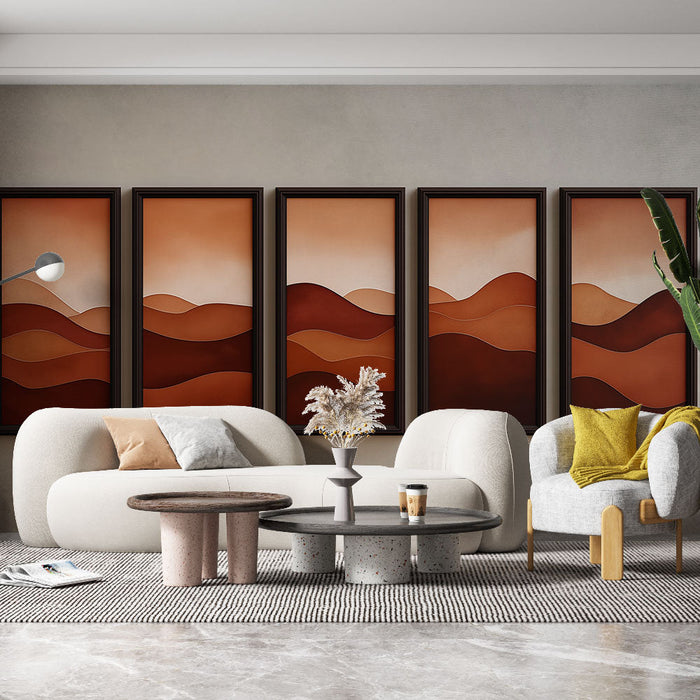 Tapete боядисване имитация на планини | Вълнообразни модели в земни тонове