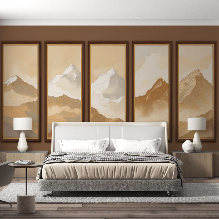 Fototapet painting imitation mountains | Mountain landscape in warm tones