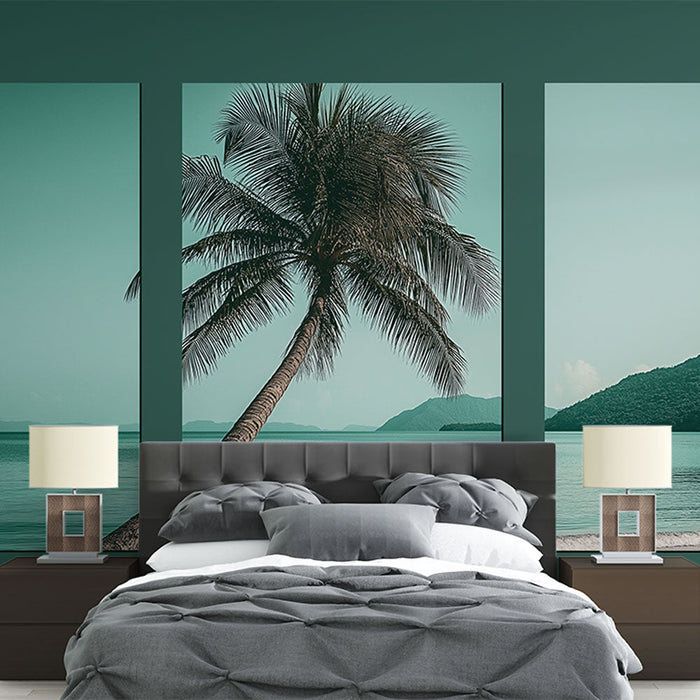 Tapete de imitación de mesa | Palmeras junto al mar bajo un cielo turquesa