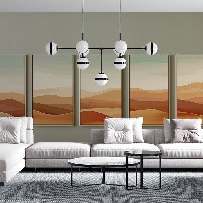 Tapetti aavikkomaiseman jäljitelmämaalaus | Pehmeät kaaret ja lämpimät sävyt