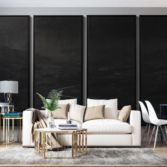 Panelová tapeta imitace krajiny v černé | Nadčasová elegance s tmavými odstíny