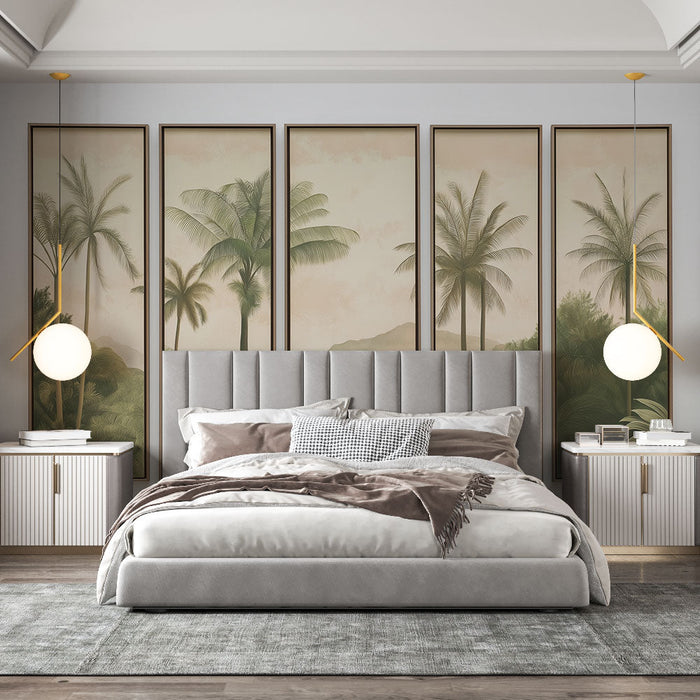 Tapete се използва за имитация на тропически пейзаж | Хармоничен изглед на палми и далечни острови