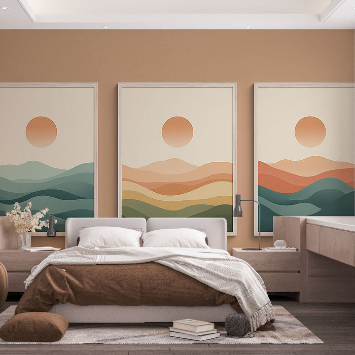 Tapetti maalausjäljitelmä | Maisemat aalloissa pehmeillä väreillä