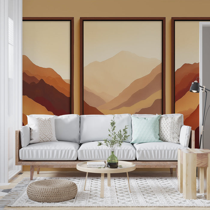 Falfestmény festmény utánzat | Hegyi tájak meleg tónusokkal