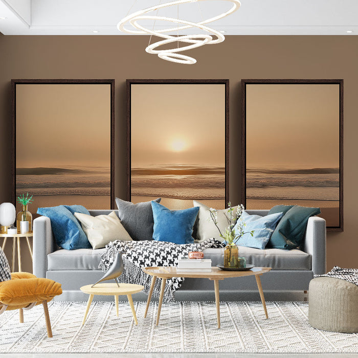 Mural Wallpaper painting imitation beach | Soothing scenes of sunset over the ocean