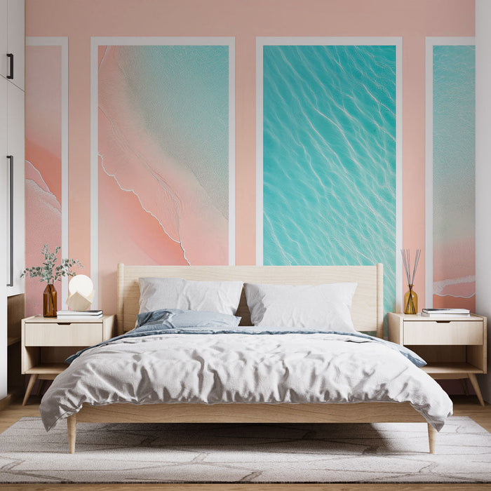 Тапет с имитация на платно | Меки вълни и пастелни нюанси край морето