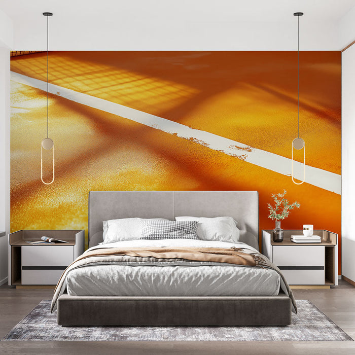 Falfestmény tenisz | Narancssárga teniszpálya fehér jelölésekkel