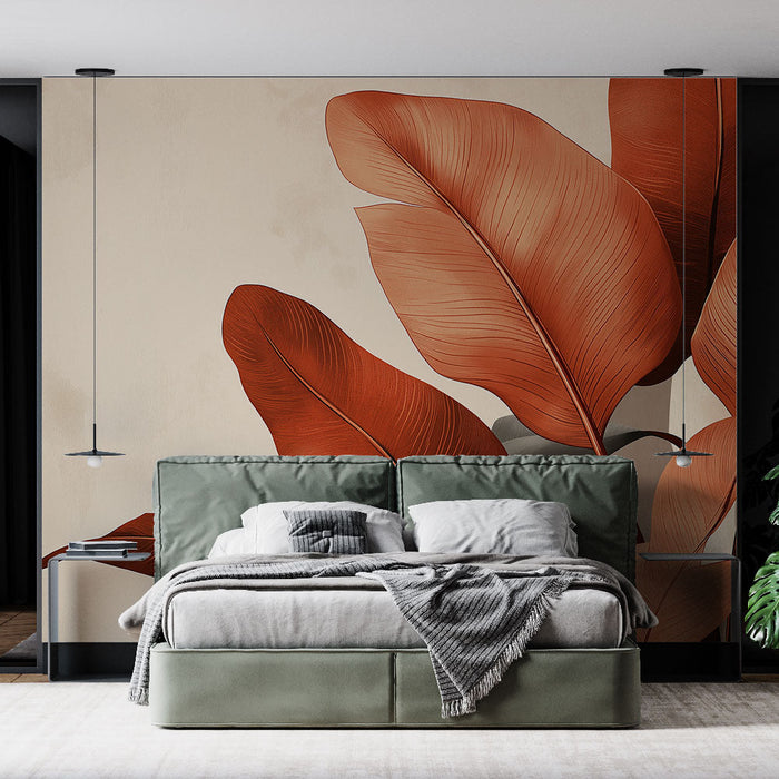 Tapeta terracotta | Imponujące liście w ciepłych odcieniach