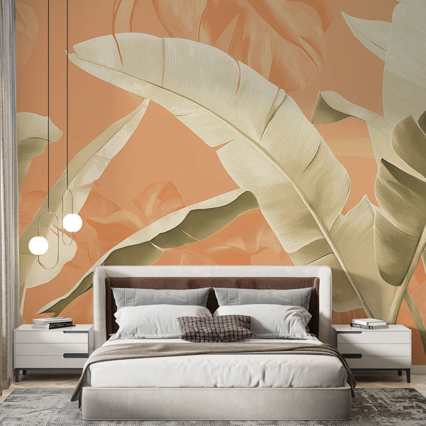 Vliesbehang bladeren rood jungle behang palmbomen natuur voor slaapkamer, keuken Vliesbehang bladeren rood jungle behang palmbomen natuur voor slaapkamer, keuken