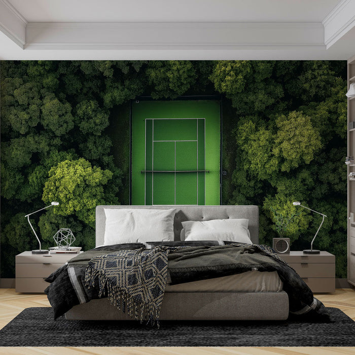 Fototapet tenis kortu | Tenis kortunun havadan görünümü