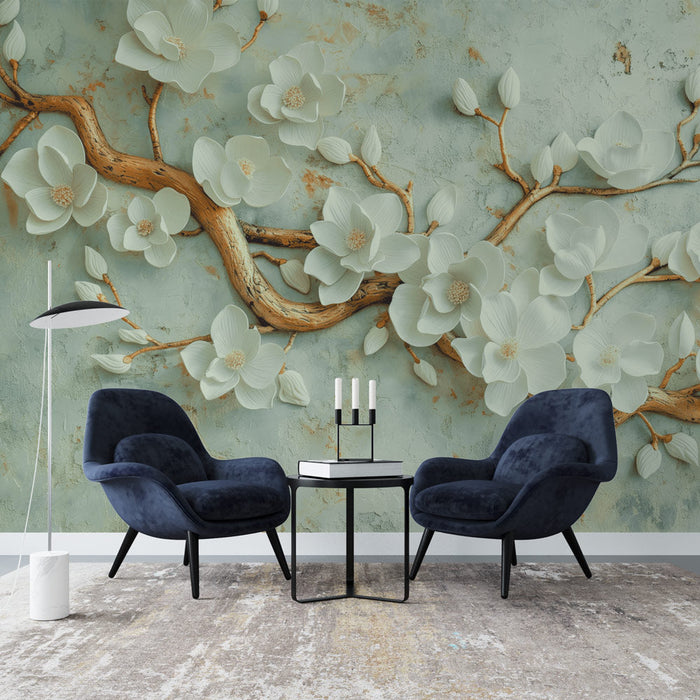 Fototapet hodegjerde | Tre og vann grønne blomster