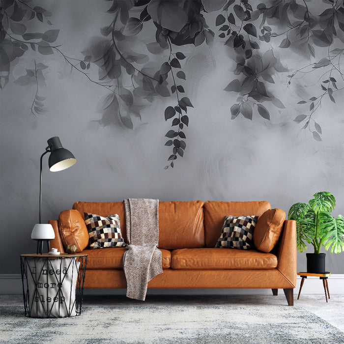 Fototapete Kopfteil | Blätter und schwarz-weißes Mysterium