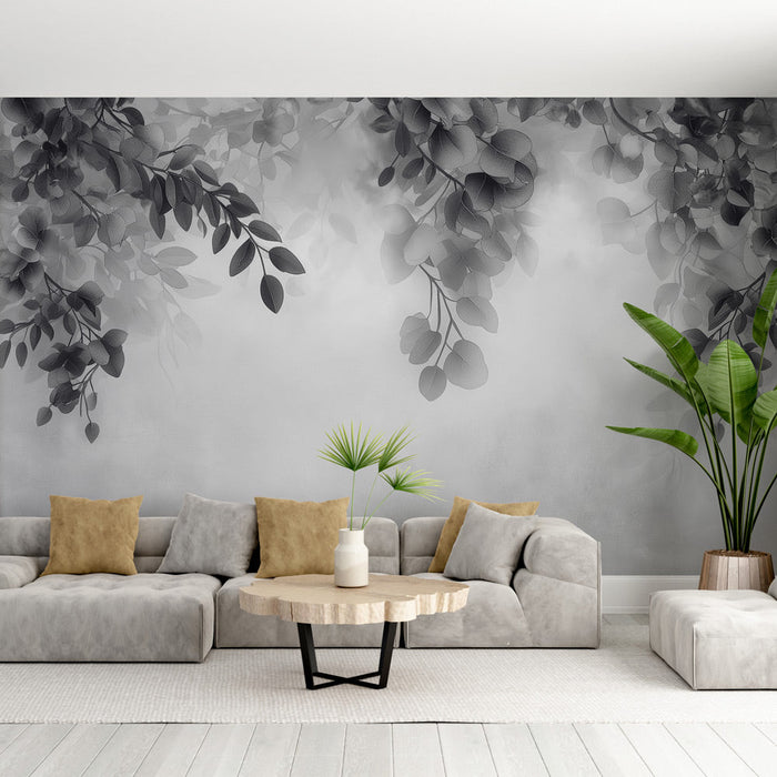 Fototapet κεφαλάρι κρεβατιού | Χλωρίδα και μαύρο και άσπρο ομίχλη