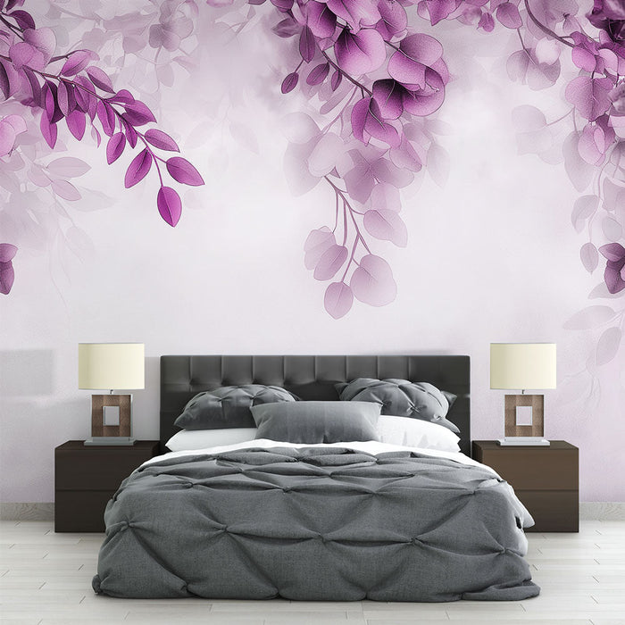 Fototapetni naslon kreveta | Zelenilo i ružičasta magla