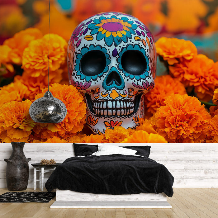 Tapet cap de craniu | Dia de los muertos colorat