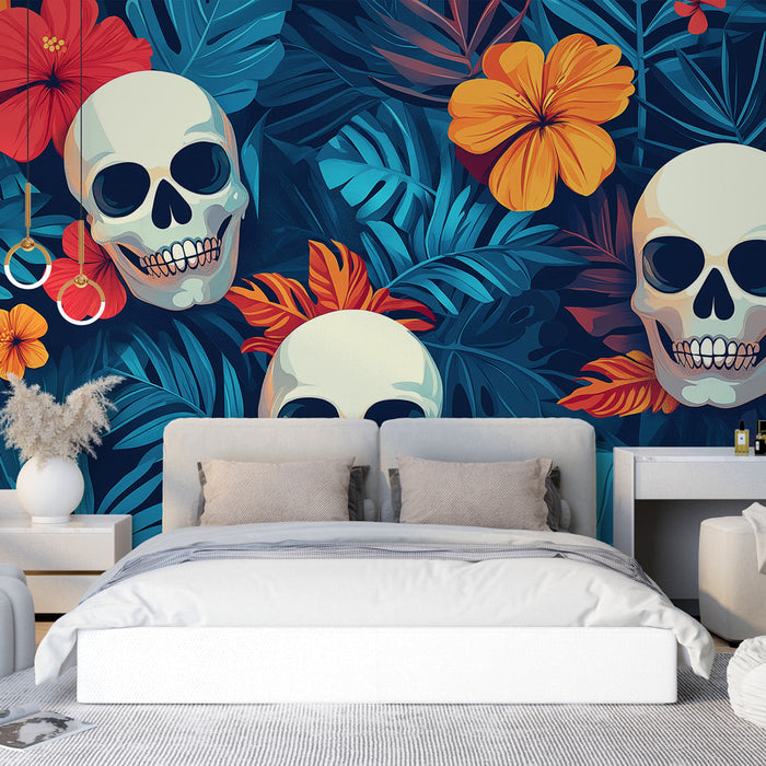 Tapet cap-de-craniu | Flori și monstera