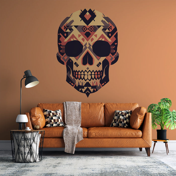 Фототапет череп | Трайбъл с ярки цветове