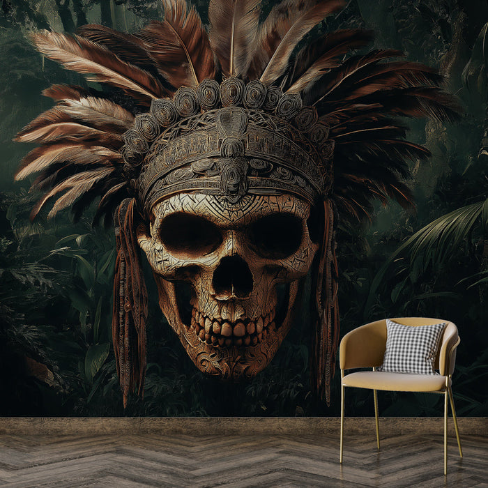 Falfestmény tapéta törzsi koponya | Tollkorona