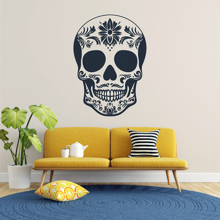 Mural Wallpaper skull head | Vintage on beige background