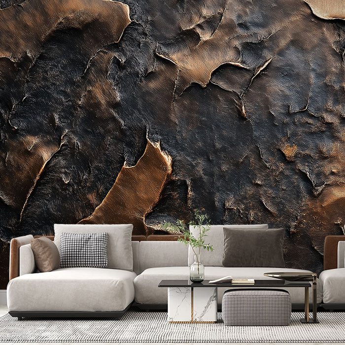 Fototapet metal tekstur | Aldret udseende med nuancer af sort og bronze