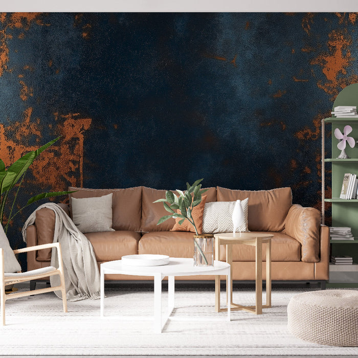 Tapeta metalická textura | Efekt půlnoční modré a mědi