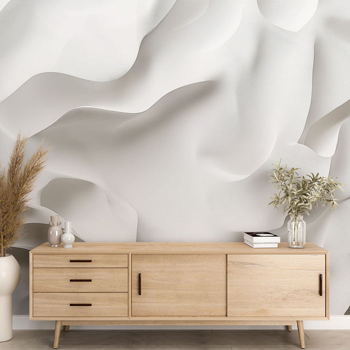 Papel de parede texturizado | Padrão ondulado em branco puro