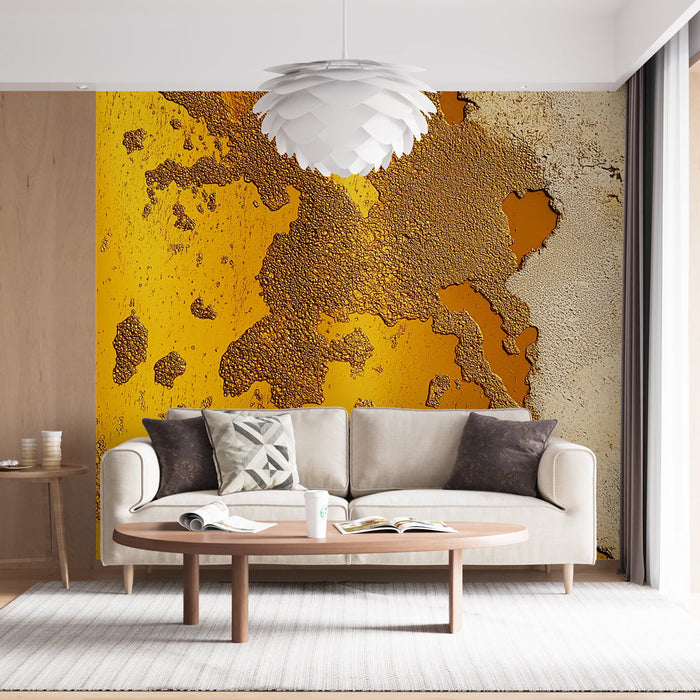 Tapeta tekstura rdzy | Żywy wzór utlenionych metali w odcieniach złota i brązu